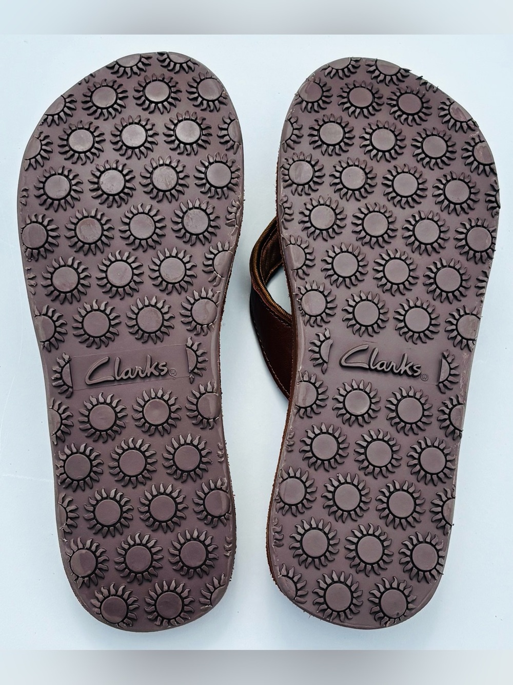 Clarks Womens Leather Flip Flop Sandals 7 Brown Beach Coastal Comfort Boho Earth - Picture 6 of 11